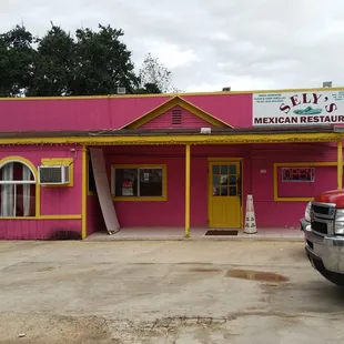 a truck parked in front of it