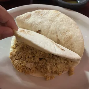 Chorizo and egg taco