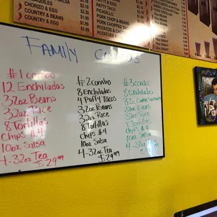 menus on the wall