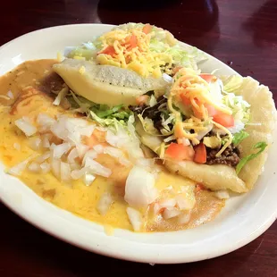 A LA Cart - Two Puffy Beef Tacos and one Chese Enchilada