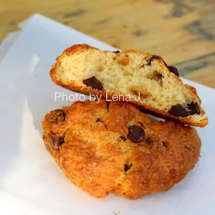 Inside of Chocolate Chip Scone - tender inside. I prefer the cranberry scone.