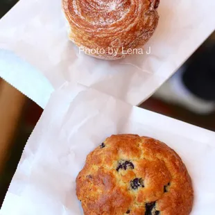 Morning Bun and Blueberry Scone