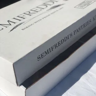 a box of semifred's pastries