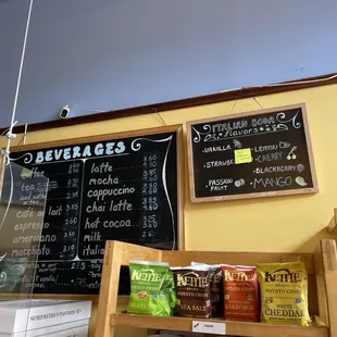 Beverage and Italian Soda menu at Semifreddi&apos;s Bakery in Kensington.