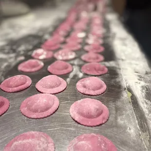 Homemade Beet ravioli.
