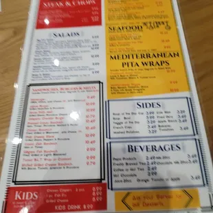 Lunch menu