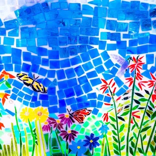 Mosaic wall dec close up.