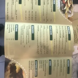a menu for a restaurant