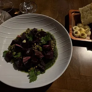 Beet and pesto appetizer