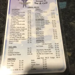 a menu for a restaurant
