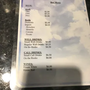 a menu for a restaurant