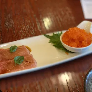 Seared Toro w/ Spicy Ponzu &amp; Smelt Egg