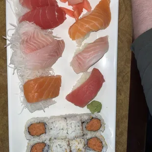 Sushi and sashimi lunch combo