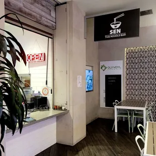 the entrance to the restaurant
