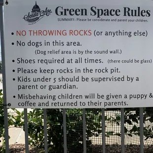 Outdoor rules.  Love the &quot;misbehaving children&quot; item!