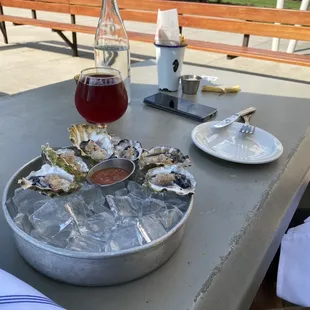 Oysters, PBJ sour beer