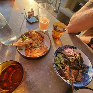 Pot stickers, IPA &amp; ahi poke bowl