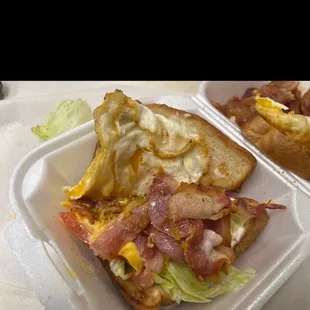 BLT with fatty bacon not well done