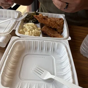 Cajun Fried Chicken Potato Salad Greens