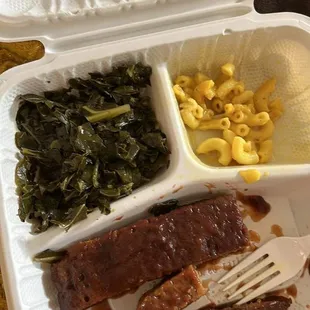 BBQ Tofu, Greens, Mac ' N Cheez