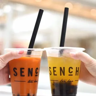 Thai milk tea and peach black tea