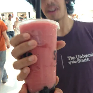 My friend Umar with his first ever boba tea.