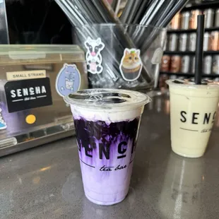 Velvet ube and jasmine milk tea