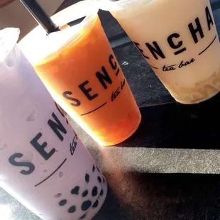 Blended Taro, Thai Tea milk boba, lychee milk boba