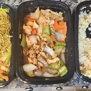 Singapore Noodles, Nanajing Noodles, and Deluxe Fried Rice.