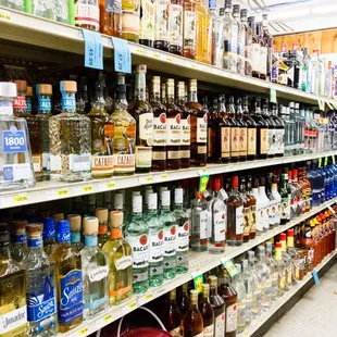 shelves of liquor
