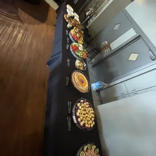 a long table of food