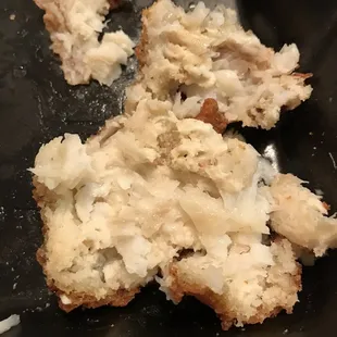 Mostly undercooked batter instead of cod.