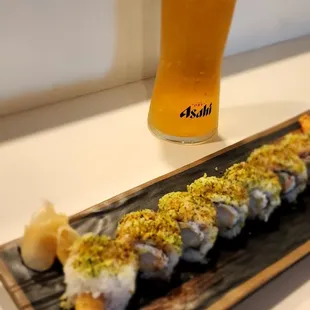 Crunch Shrimp Roll with Asahi Draft