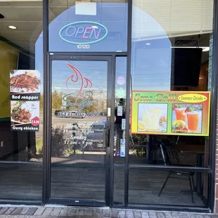 the front door of a restaurant