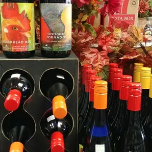 a display of bottles of wine