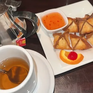 Crab Rangoon &amp; Hot Tea