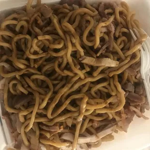 I'm picky, but they accommodate my request. Pork chow mein with no vegetables, so good.