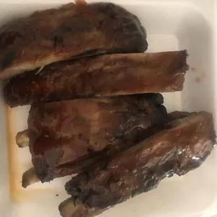 BBQ Pork spare ribs, sauce is super sweet, but the ribs are made perfectly.