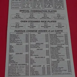 menu