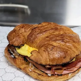 Ham, Bacon, Egg &amp; Cheese on a Croissant