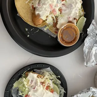 Fish taco and potato taco