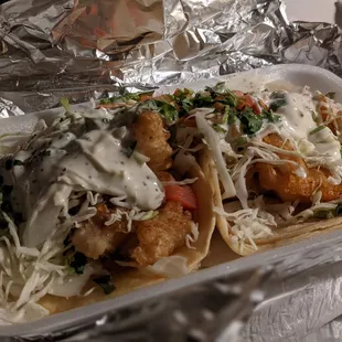 Fish and shrimp taco