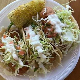 two plates of food on a table