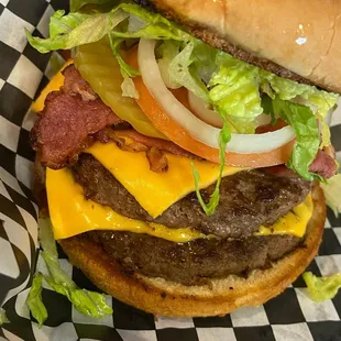 this burger is stacked!!
 come try our Befy Burger