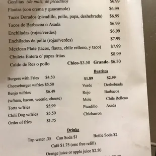 Typo in the Mexican plate, second taco should read enchilada.