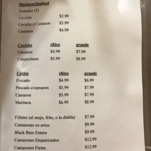 menu