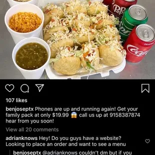 Family pack at Sr Benjos.    Delicious and well worth it.