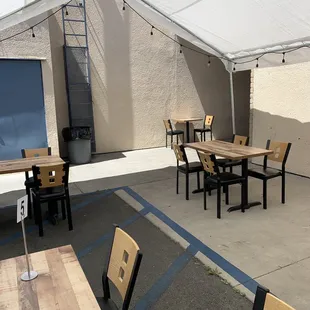 Outside dining 6 tables Indoor dining 3 tables