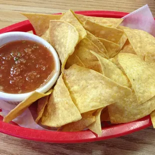 Complimentary chips and salsa.