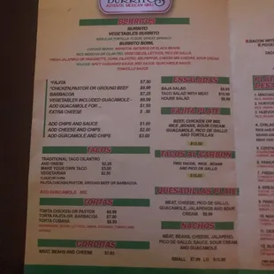 Menu inside left